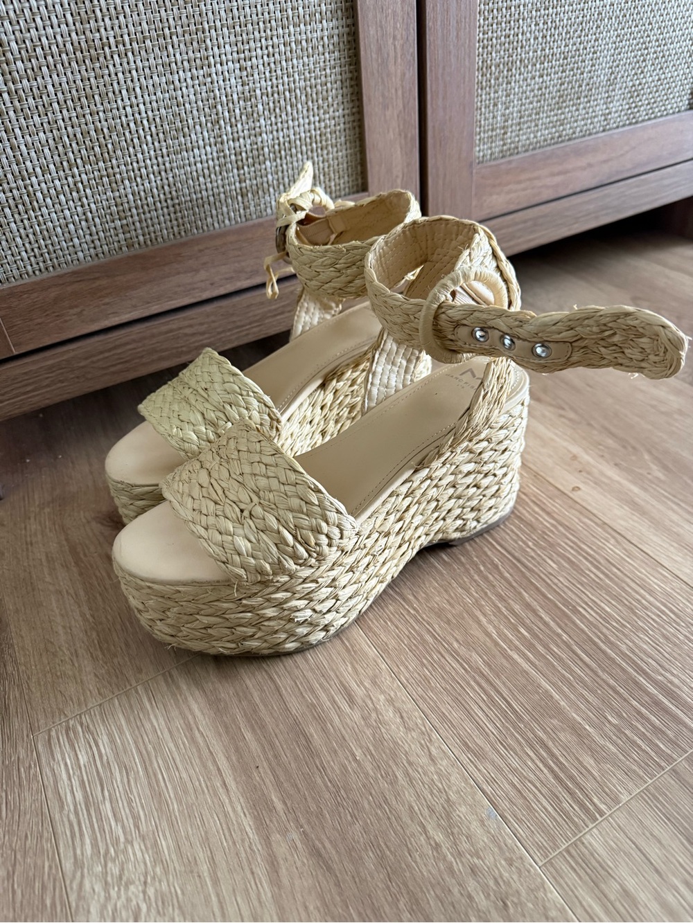 Marc Fisher Natural Straw Braided Platform Espadrilles